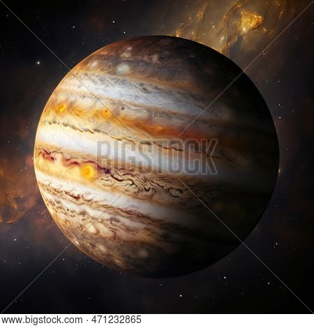 The Planet Jupiter. Background Full Of Stars.