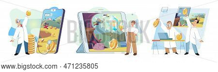 Gaming With Cryptocurrency, Gameplay To Earn, Metaverse, Digital World, Virtual Character . Play To 