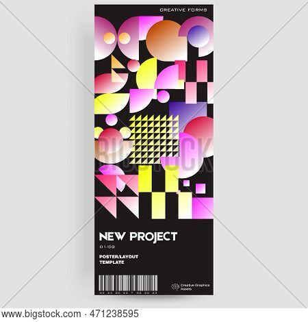 Abstract Art Geometrical Poster Design Layout With Editable Text And Graphics. Modern Geometry Compo