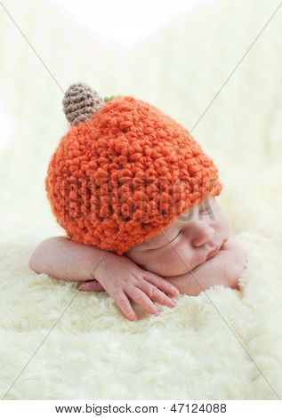 Newborn In A Cap Pumpkin