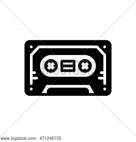 Black Solid Icon For Disk Compact Music Audio Equipment Disc Record Storage Tape Cassete Multimedia 