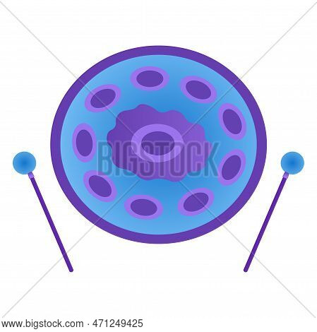 Musical Instrument Hang Drum, Glucophone With Sticks. Blue And Purple Gradient. Music For Meditation