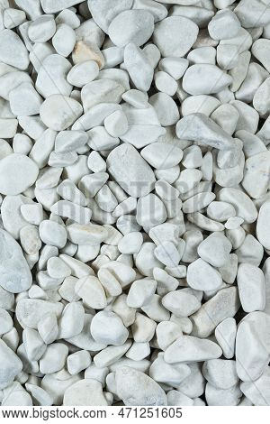 Closeup Image Of Background Made Of Pile Of Colorful White Crushed Stone