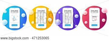 Minimal Set Of Travel Path, Disability And Pin Line Icons For Web Development. Phone Ui Interface Mo