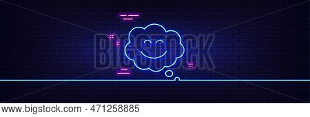 Neon Light Glow Effect. Smile Chat Line Icon. Happy Emoticon Sign. Comic Speech Bubble Symbol. 3d Li