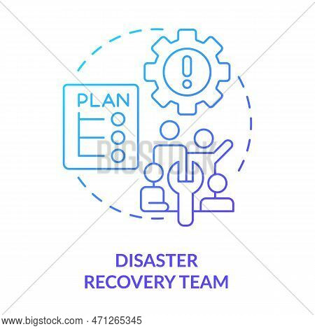 Disaster Recovery Team Blue Gradient Concept Icon. Cooperation. Effective Disaster Recovery Plan Abs