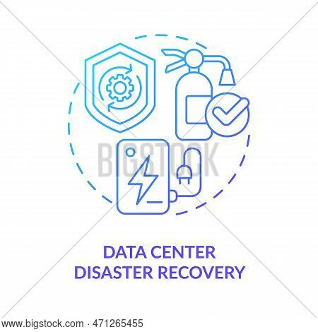 Data Center Disaster Recovery Blue Gradient Concept Icon. Prevent Damage. Type Of Disaster Recovery 