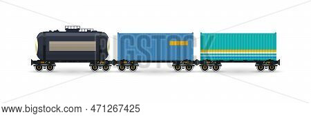 Railway Freight Wagons, Car The Tank For Transportation Of Liquid And Loose Freights, Oil, The Lique