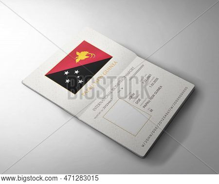 Papau New Guinea National Passport Mockup Isolated Over White Background