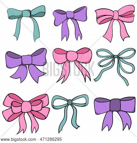 Beautiful Graphic Bows Collection Vector Eps 10 Colors