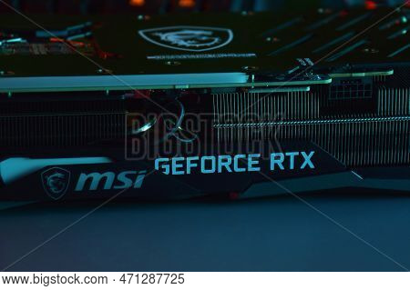 Msi Geforce Rtx 3090 Ti Gaming X Trio Graphics Card, Dark Background.