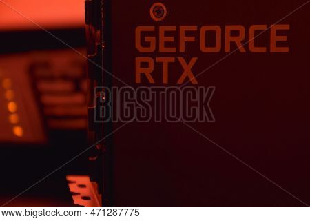 Msi Geforce Rtx 3090 Ti Gaming X Trio Graphics Card, Dark Background.
