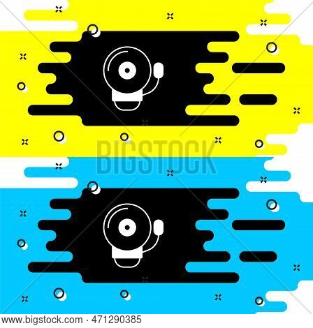 White Ringing Alarm Bell Icon Isolated On Black Background. Fire Alarm System. Service Bell, Handbel