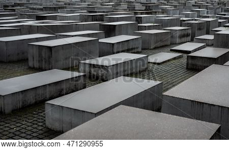 Berlin, Germany - Feb 03, 2019: Blocks At The Memorial To The Murdered Jews Of Europe In Berlin Germ