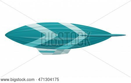 Zeppelin Passenger Airship. Bright Colored Cigar Shaped Balloon Or Retro Zeppelin With Stripes Cabin