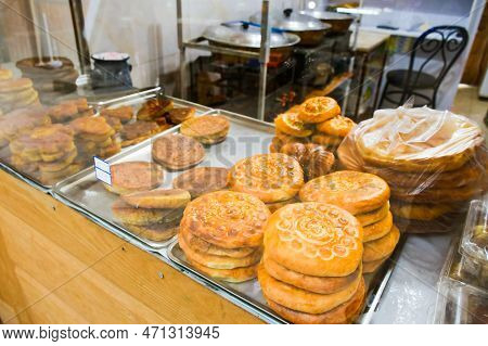 Fresh Natural Iranian Bakery Fresh Produce On Display For Sale In Street Market