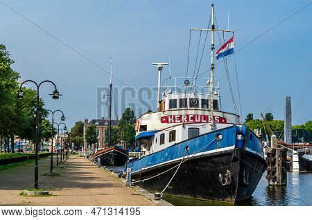 Den Helder, The Netherlands - August 25, 2013: Ships In The Port Of Den Helder, North Holland Provin