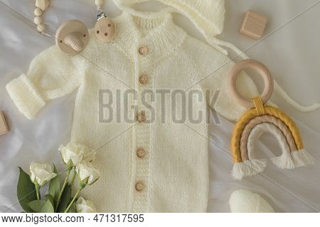 Mockup Of Social Media Baby Announcement. Pregnancy Announcement Background With Blurred . Selective