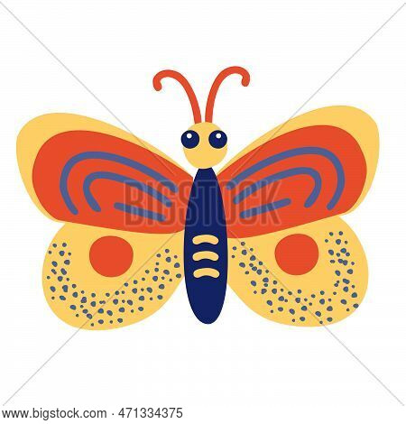 Butterfly. Vector Illustration Of A Funny Insect In Cartoon Style. Isolated On A White Background.