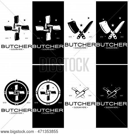 Butcher Knife Vintage Logo Illustration,chef Knife Logo Template,for Business,badges,restaurants,aba