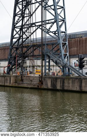 Neder-over-heembeek, Brussels -  Belgium - Feb. 19 2023 -  Part Of The Buda Bridge, A Steel Suspensi