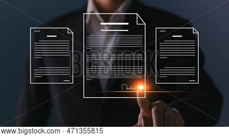Electronic Signature, Online Business Contract, E-signing, Digital Document Management, Paperless Of