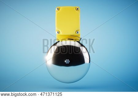 Alarm Bell Isolated On Blue Background. 3d Render.