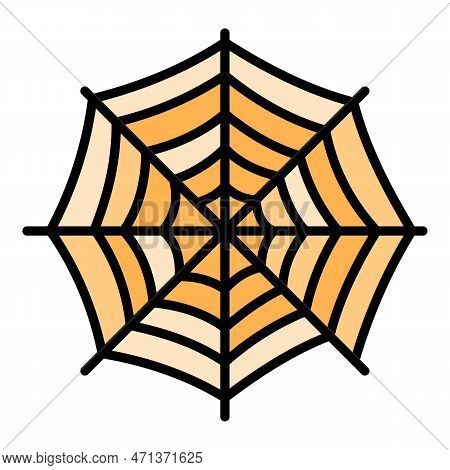 Round Spider Web Icon. Outline Round Spider Web Icon For Web Design Isolated On White Background