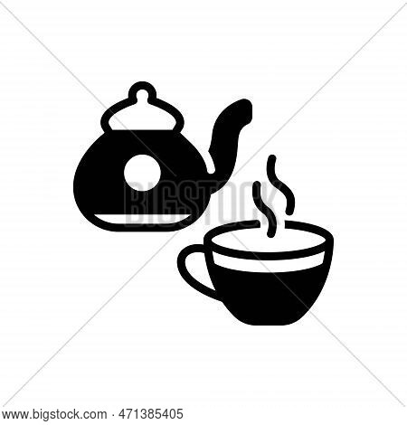 Black Solid Icon For Tea Drink Refreshment Coffee Beverage Heat Tea-kettle Caddy