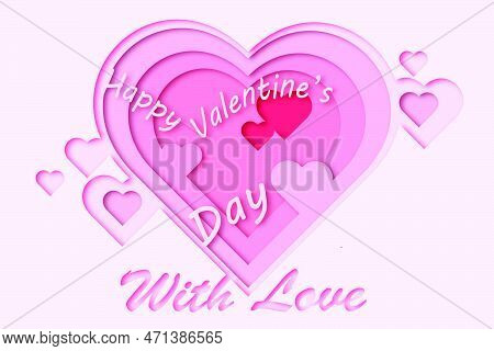 Pinky Valentines Greeting Card Papert Cut Out Style, Eps.10 Format