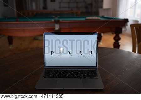 Ukraine, Odessa, February 15, 2023: Open Laptop Is On The Table Pixar Is An American Computer Animat