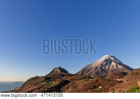 View Of Monte Pizzocolo Mountain On Lake Garda At The Sunny Winter Day