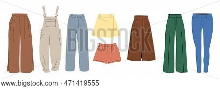 Female Modern Fashion Clothes Vector Art Set.