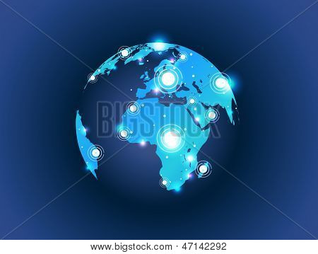 connessione di globo mappa mondo