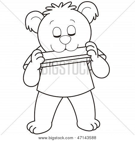 Dessin animé ours jouant un Harmonica