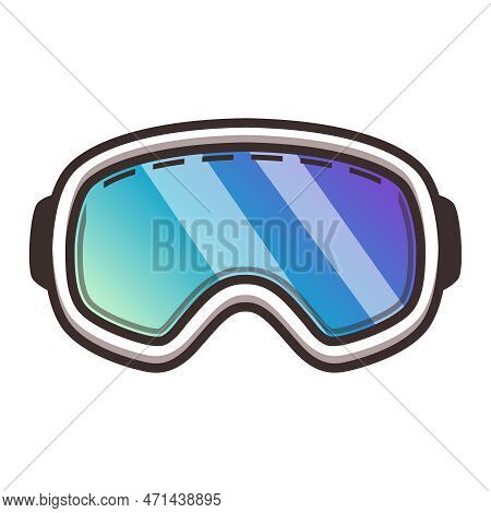 Mask For Ski Extreme Sports In White With Blue Glass.