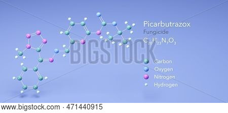 Picarbutrazox Molecule, Molecular Structures, Fungicide, 3d Model, Structural Chemical Formula And A