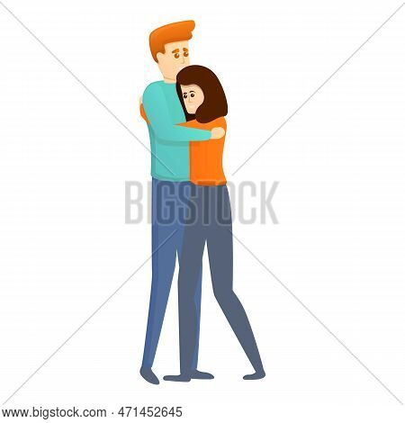Care Couple Embrace Icon. Cartoon Of Care Couple Embrace Icon For Web Design Isolated On White Backg