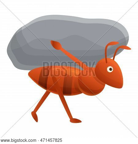 Ant Carry Stone Icon. Cartoon Of Ant Carry Stone Icon For Web Design Isolated On White Background