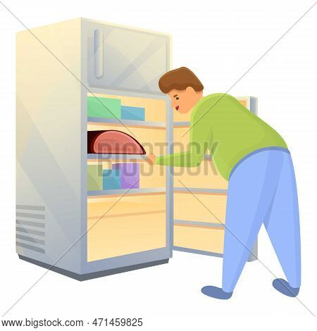 Gluttony Food Fridge Icon. Cartoon Of Gluttony Food Fridge Icon For Web Design Isolated On White Bac