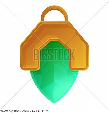 Green Emerald Amulet Icon. Cartoon Of Green Emerald Amulet Icon For Web Design Isolated On White Bac