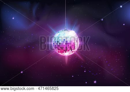 Neon Dance Star, Disco Ball. Light Night Space, Glow Planet, Fantasy Music Galaxy. Hanging Discoball