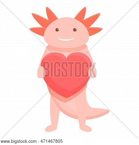 Axolotl With Heart Icon. Cartoon Of Axolotl With Heart Icon For Web Design Isolated On White Backgro
