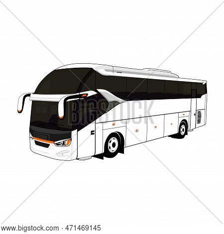 Indonesian Intercity Bus Vector Art On White Background