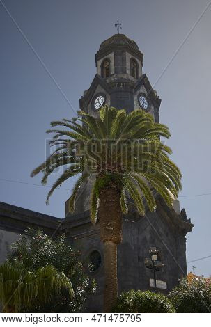 Puerto De La Cruz (spain), January 24, 2023. Church Of Our Lady Of Peña De Francia. Monument In The 
