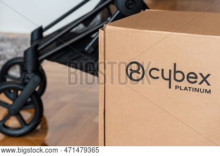 Novi Sad, Serbia - 15 January, 2023: Logo Of Cybex Platinum Brand. Cybex Is German Baby Stroller Pro