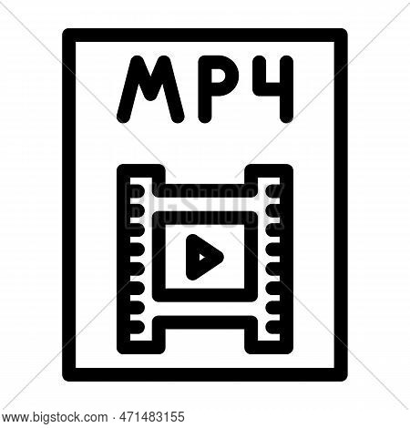 Mp4 File Format Document Line Icon Vector Illustration