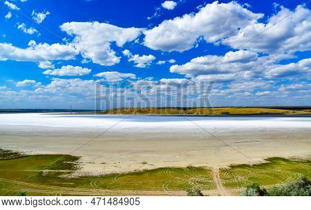 Kuyalnitsky Estuary - A Salt Desert On The Site Of A Drying Pond, White Thunderclouds Before The Rai