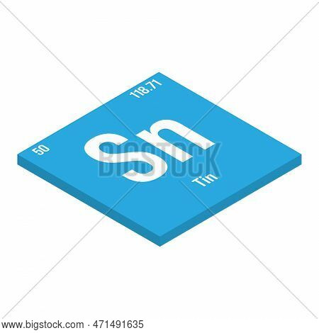 Tin, Sn, Periodic Table Element With Name, Symbol, Atomic Number And Weight. Post-transition Metal W