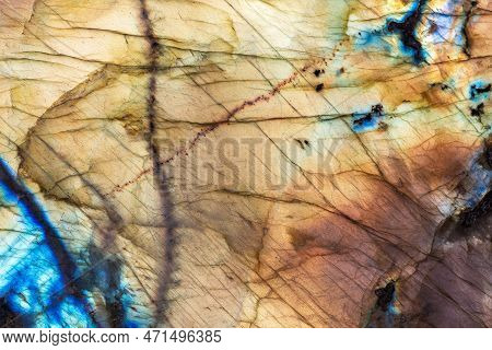 Polished Labradorite Natural Mineral Stone Surface With An Optical Effect Known As Labradorescence